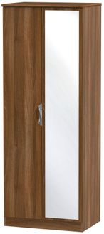 Camden Walnut Effect 2 Door Tall Wardrobe - 1 Mirror