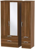 Camden Walnut Effect 3 Door Combi Wardrobe - 1 Mirror