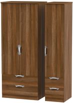Camden Walnut Effect 3 Door Triple Wardrobe - 4 Drawers