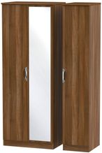 Camden Walnut Effect 3 Door Tall Triple Wardrobe - 1 Mirror