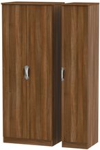 Camden Walnut Effect 3 Door Tall Triple Wardrobe