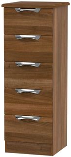 Camden Walnut Effect 5 Drawer Narrow Chest