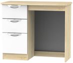 Camden White Gloss and Oak Effect 3 Drawer Single Dressing Table