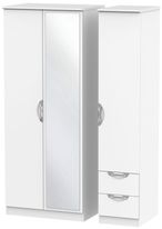 Camden White 3 Door Combi Wardrobe - 1 Mirror and RHF 2 Drawers