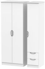 Camden White Matt 3 Door Tall Triple Wardrobe - RHF 2 Drawers