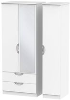 Camden White Matt 3 Door Combi Wardrobe - 1 Mirror and LHF 2 Drawers