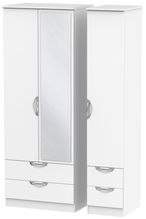 Camden White Matt 3 Door Tall Combi Wardrobe - 1 Mirror