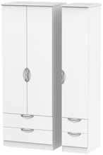 Camden White Matt 3 Door Tall Triple Wardrobe - 4 Drawers