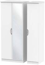 Camden White Matt 3 Door Triple Wardrobe - 1 Mirror