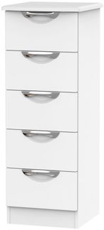 Camden White Matt 5 Drawer Narrow Chest