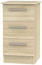 Contrast Oak Effect 3 Drawer Bedside Cabinet
