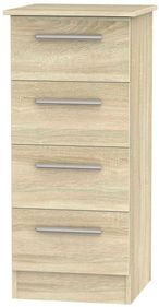 Contrast Oak Effect 4 Drawer Narrow Chest