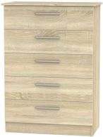 Contrast Oak Effect 5 Drawer Chest