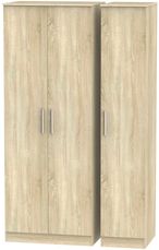Contrast Oak Effect 3 Door Tall Triple Wardrobe
