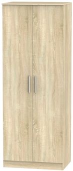Contrast Oak Effect 2 Door Plain Tall Wardrobe