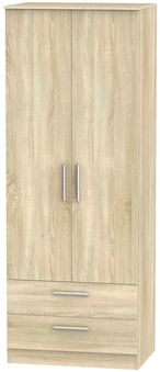 Contrast Oak Effect 2 Door 2 Drawer Wardrobe