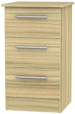 Contrast Modern Oak 3 Drawer Bedside Cabinet