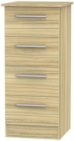 Contrast Modern Oak 4 Drawer Narrow Chest