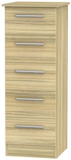 Contrast Modern Oak 5 Drawer Narrow Chest