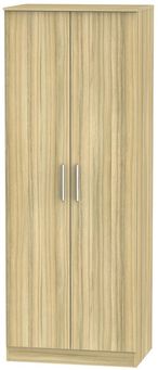 Contrast Modern Oak 2 Door Plain Tall Wardrobe