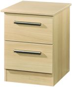 Contrast Elm Wood 2 Drawer Bedside Cabinet