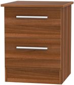 Contrast Noche Walnut 2 Drawer Bedside Cabinet