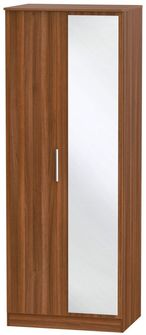Contrast Noche Walnut 2 Door Tall Wardrobe - 1 Mirror
