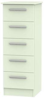 Contrast Cream 5 Drawer Narrow Chest