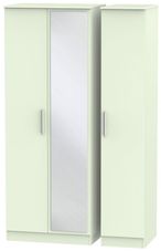 Contrast Cream 3 Door Triple Wardrobe - 1 Mirror