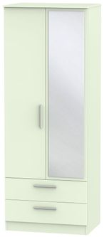 Contrast Cream 2 Door Tall Combi Wardrobe - 1 Mirror