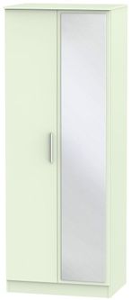 Contrast Cream 2 Door Tall Wardrobe - 1 Mirror