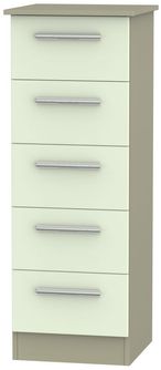 Contrast Cream and Mushroom 5 Drawer Narrow Chest