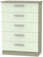 Contrast Cream and Mushroom 5 Drawer Chest