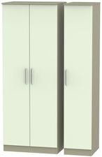 Contrast Cream and Mushroom 3 Door Tall Triple Wardrobe