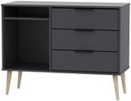 Hong Kong Graphite 95cm TV Unit with Natural Wooden Legs