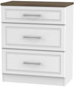 Kent White and Oak 3 Drawer Deep Chest