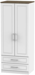 Kent White and Oak 2 Door 2 Drawer Double Wardrobe