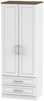 Kent White and Oak 2 Door 2 Drawer Tall Wardrobe