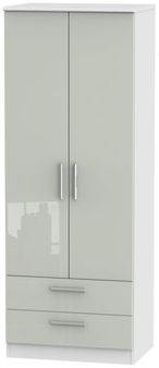 Knightsbridge Cashmere Gloss and White 2 Door 2 Drawer Tall Wardrobe