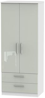 Knightsbridge Cashmere Gloss and White 2 Door 2 Drawer Double Wardrobe