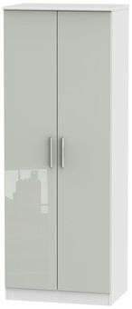 Knightsbridge Cashmere Gloss and White 2 Door Plain Tall Wardrobe
