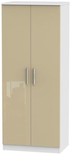 Knightsbridge Mushroom and White 2 Door Plain Wardrobe
