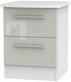 Knightsbridge Cashmere Gloss and White 2 Drawer Bedside Cabinet