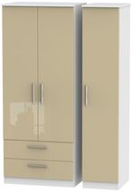 Knightsbridge Mushroom and White 3 Door Triple Wardrobe - LHF 2 Drawers