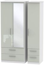 Knightsbridge Cashmere Gloss and White 3 Door Combi Wardrobe - 1 Mirror