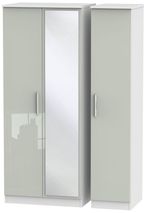 Knightsbridge Cashmere Gloss and White 3 Door Triple Wardrobe - 1 Mirror