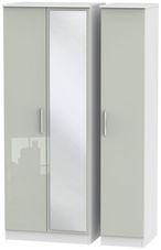 Knightsbridge Cashmere Gloss and White 3 Door Tall Triple Wardrobe - 1 Mirror