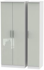 Knightsbridge Cashmere Gloss and White 3 Door Tall Triple Wardrobe