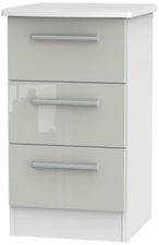 Knightsbridge Cashmere Gloss and White 3 Drawer Bedside Cabinet