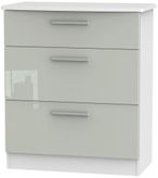 Knightsbridge Cashmere Gloss and White 3 Drawer Deep Chest